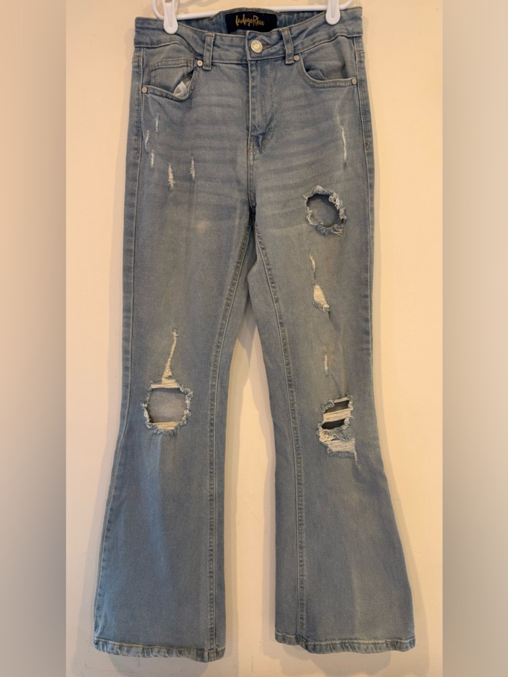 Indigo Rein High-Waisted Distressed Flare Jeans - Size 7/27